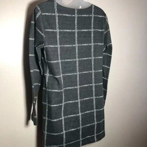 CHRISTOPHER & BANKS GRAY/WHITE LONG SLEEVE SWEATER DRESS MEDIUM- NICE! - Picture 5 of 5